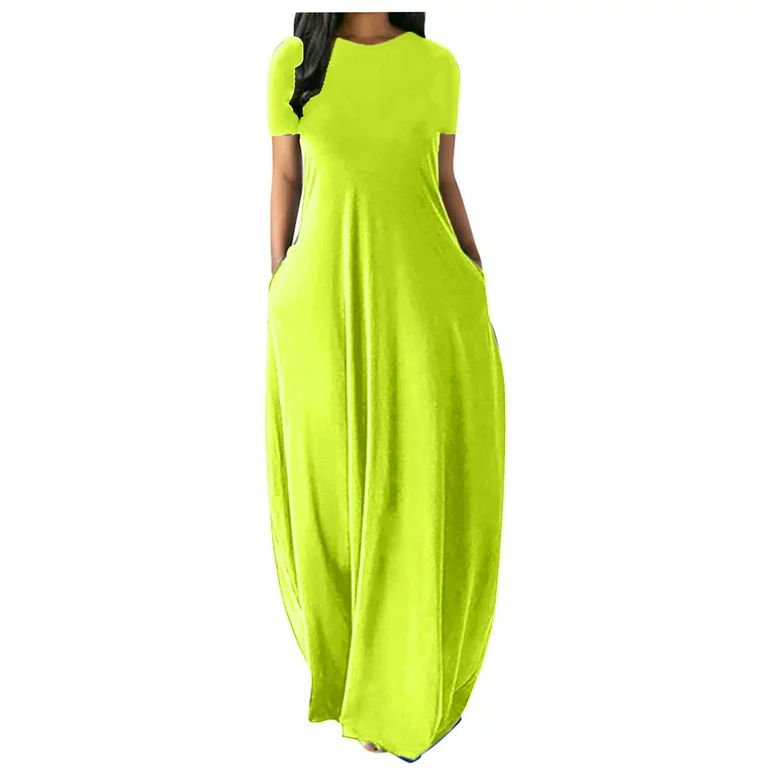 Frontwalk Women Summer Dress Plus Size Maxi Dresses Solid Crew Neck Sundress Sleeveless  Long Dre... | Walmart (US)