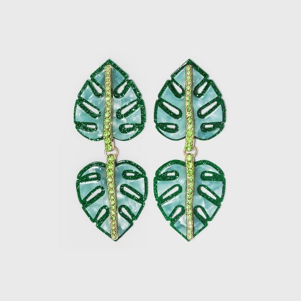 SUGARFIX by BaubleBar Monstera Leaf Drop Earrings - Green | Target