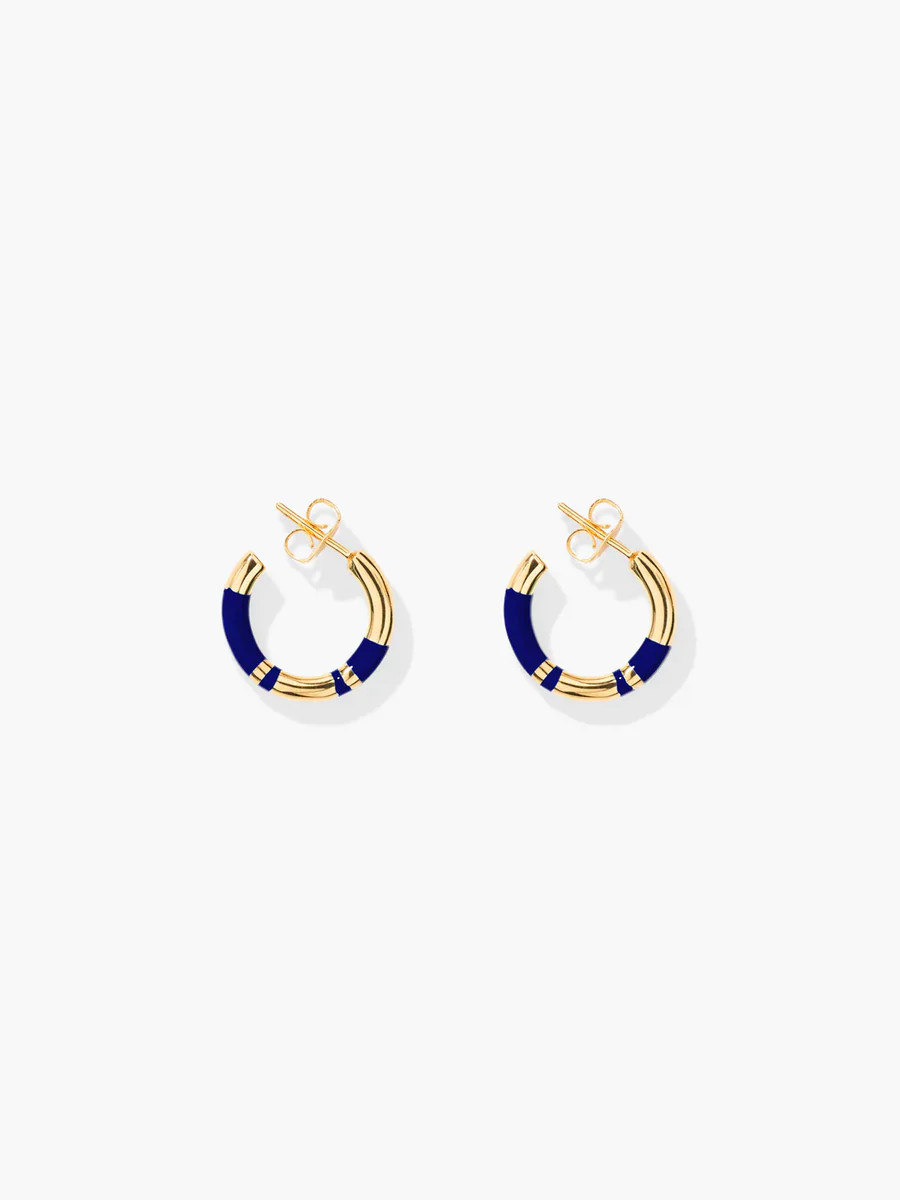 Aurelie Bidermann Positano Lapis Blue Mini Hoop Earrings | Cartolina