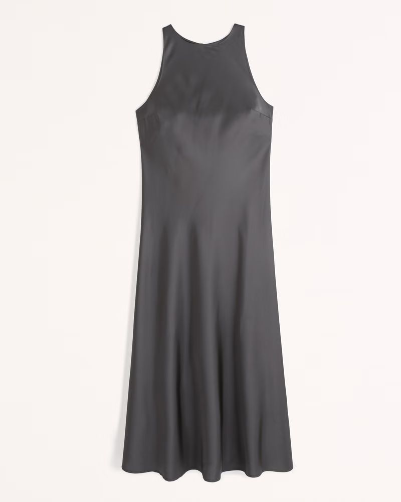 Satin High-Neck Midi Dress | Abercrombie & Fitch (US)