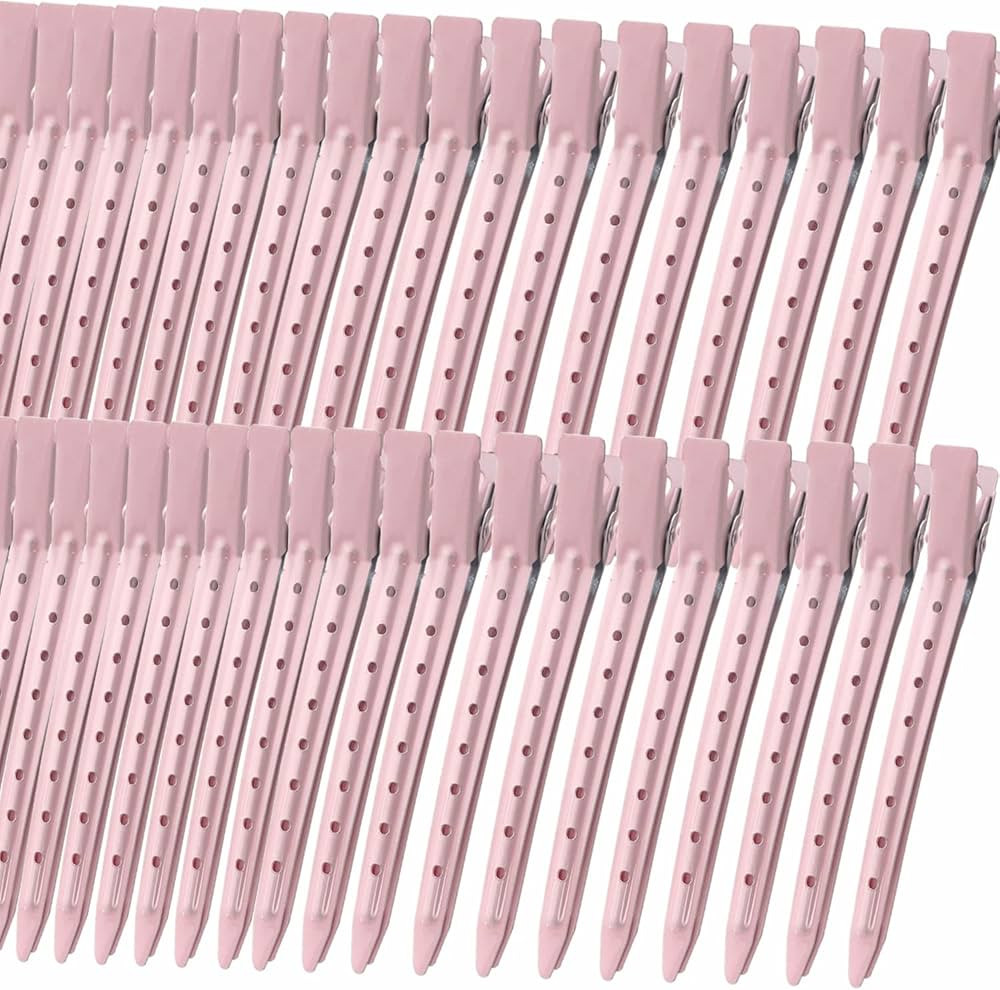40 PCS 3.5 Inch Pink Duck Billed Clips,Metal Alligator Curl Hair Clips with Holes for Styling, Co... | Amazon (US)
