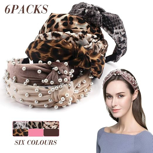 6 Pack Wide Headbands for Women, Including 2pcs Elegant Velvet Headband and 4pcs Leopard Printed ... | Amazon (US)
