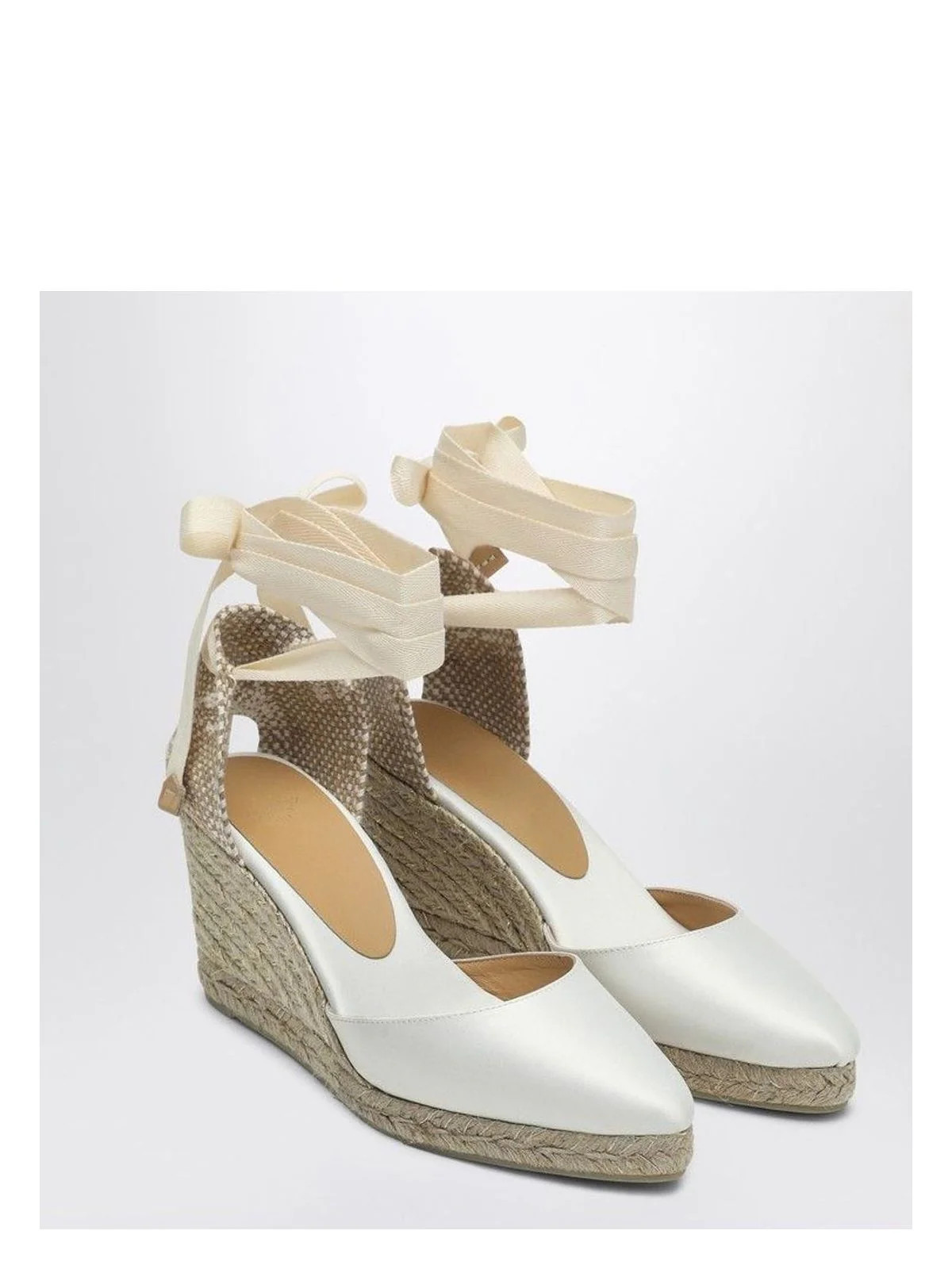 CastaÃ±er Women's Joyce Espadrilles In Satin in White | Size 40 | 025644SI Color 202 | LOZURI