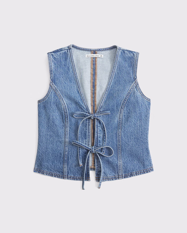 Tie-Front Denim Vest | Abercrombie & Fitch (US)
