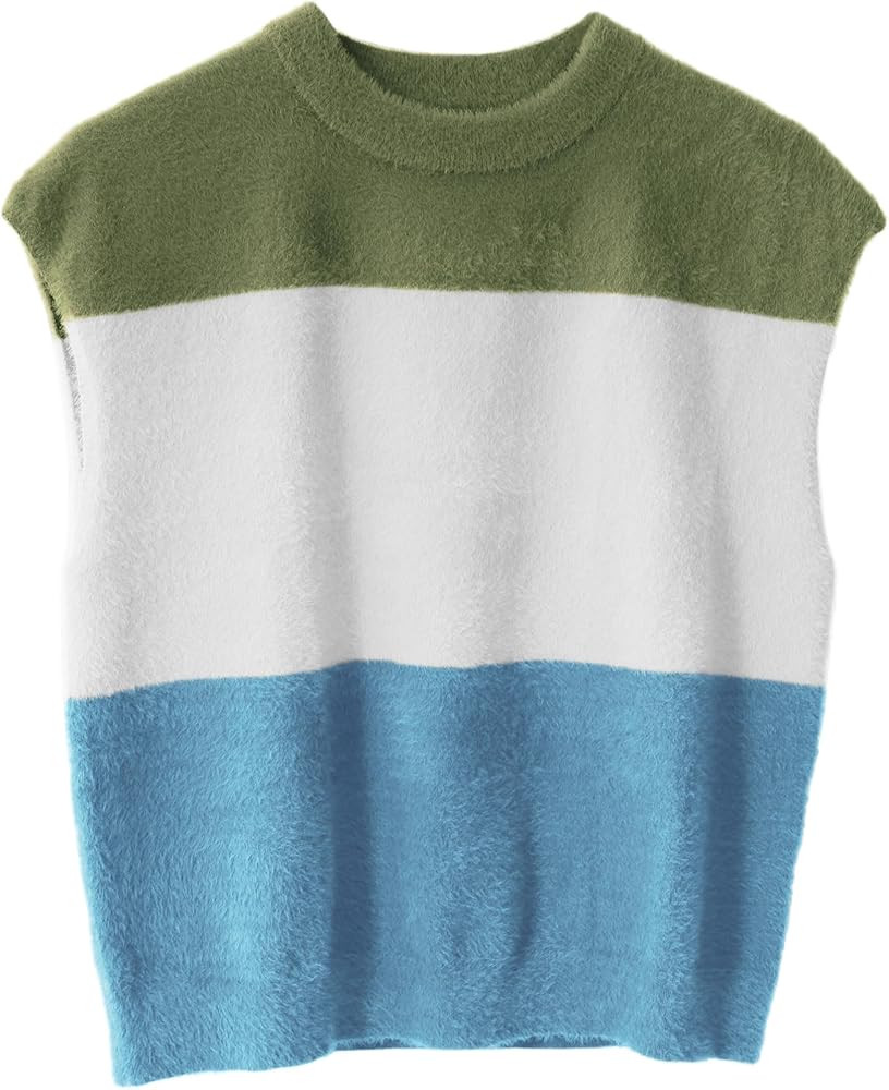 Dqbeng Sweater Vest for Women Sleeveless Fleece Lightweight Tank Tops 2024 Trendy Colorblock Pull... | Amazon (US)