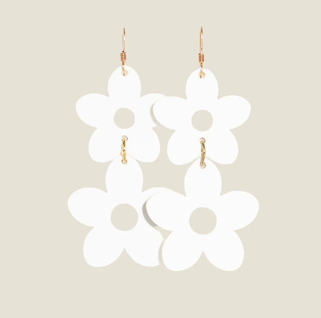 White Posy | Nickel and Suede