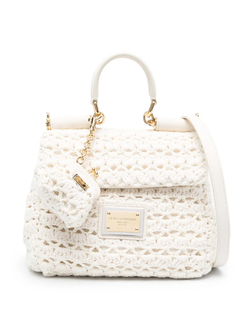 Dolce & Gabbana Small Sicily Soft Crochet Shoulder Bag - Farfetch | Farfetch Global