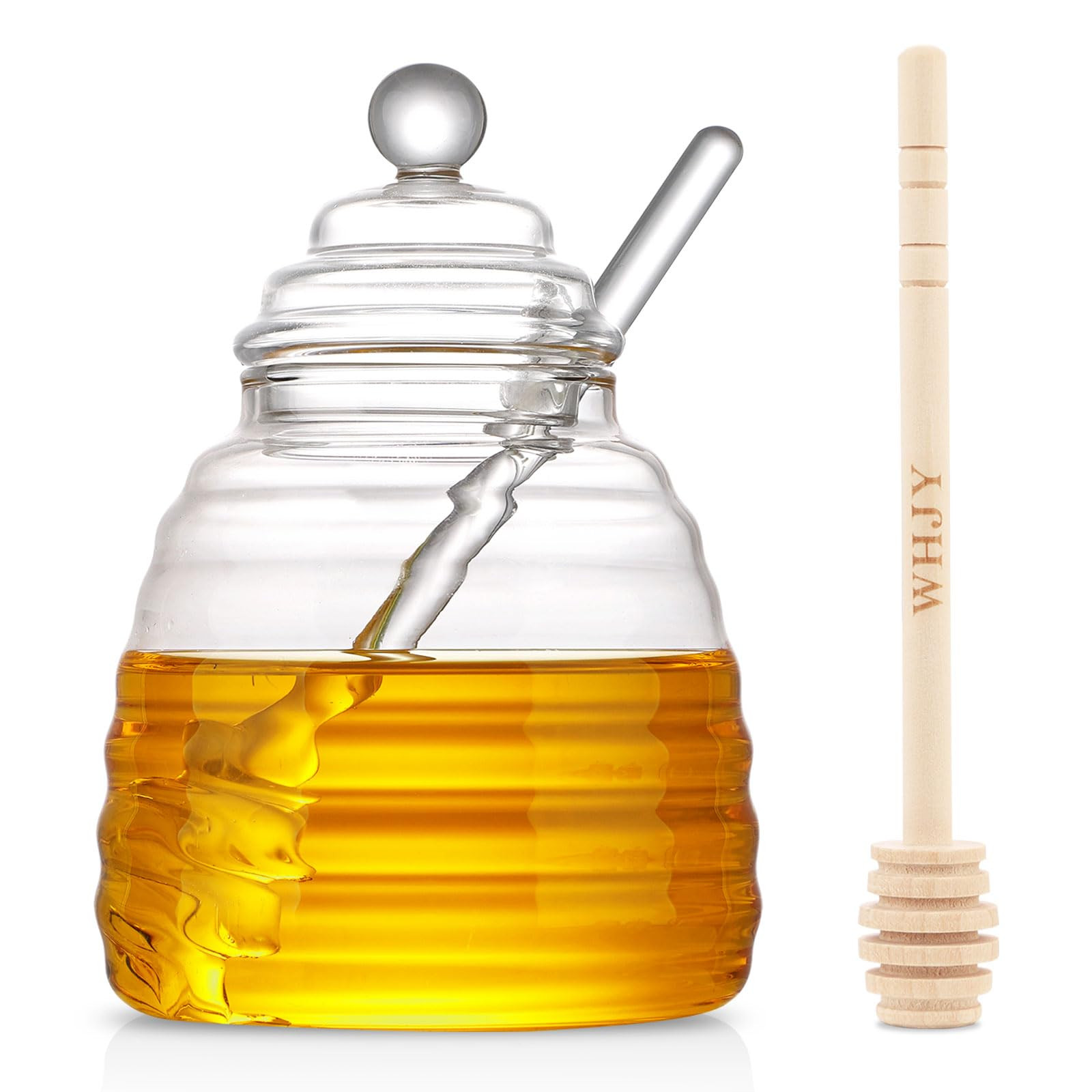 Amazon.com: WHJY Glass Honey Pot with Dipper，Glass Honey Jar Small Glass Honey Dispenser for Ho... | Amazon (US)