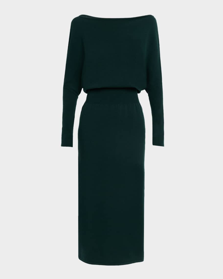 SIMKHAI Janese Long-Sleeve Wool Midi Dress | Neiman Marcus