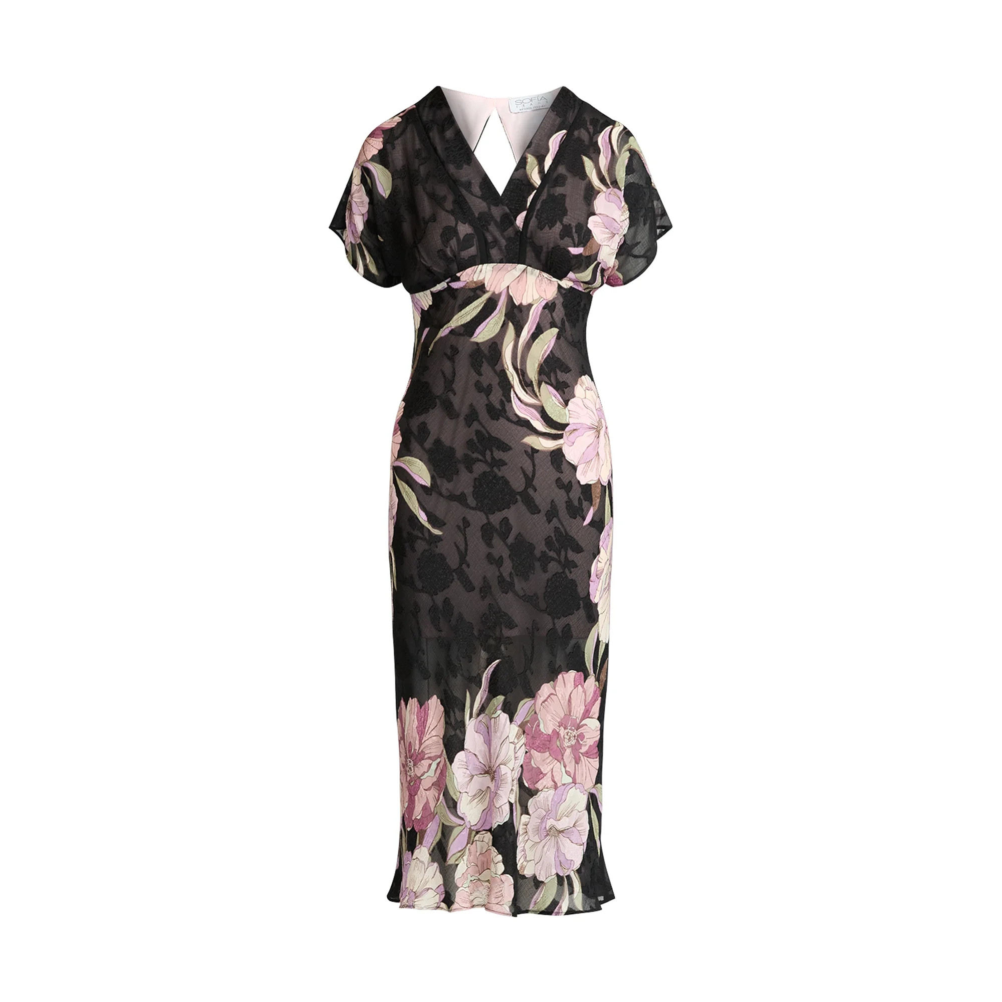 Sofia by Sofia Vergara Women's and Women's Plus  Bias Cut Midi Dress with Short Sleeves, Mid Calf... | Walmart (US)