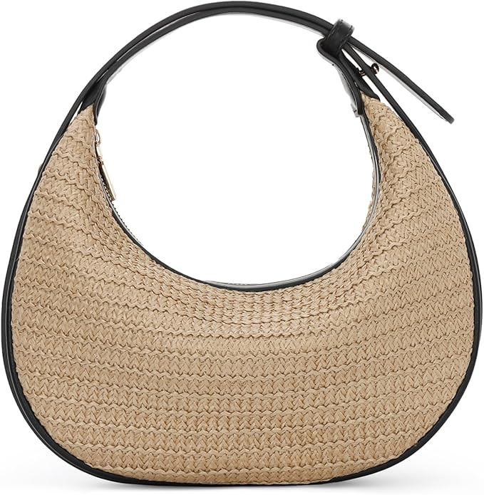 GOKTOW Straw Crossbody Bag Beach Tote Handbag with Adjustable Straps Crescen Raffia Purse for Sum... | Amazon (US)