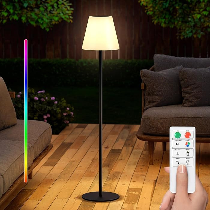 Solar Outdoor Floor Lamp USB Rechargeable Cordless Dimmable RGB Warm White LED Lights for Yard Ga... | Amazon (US)
