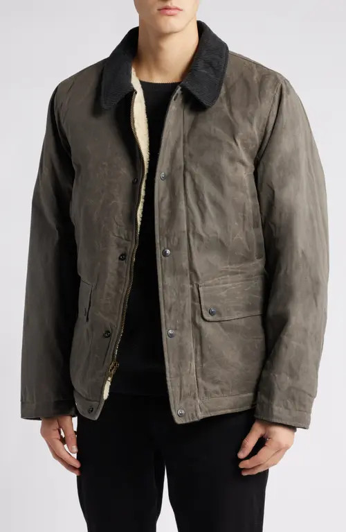 Schott NYC Water Resistant Waxed Cotton Jacket in Charcoal at Nordstrom, Size Small | Nordstrom