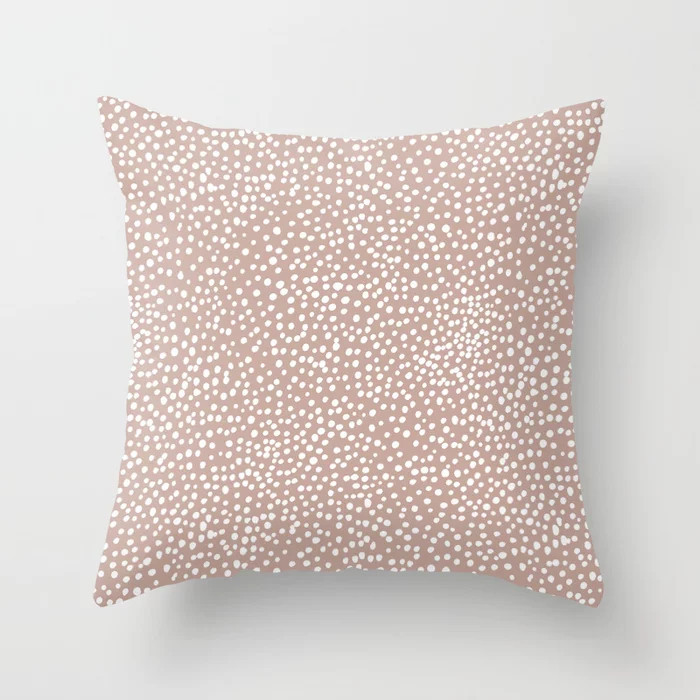 Little wild cheetah spots animal print neutral home trend warm dusty rose coral Throw Pillow | Society6