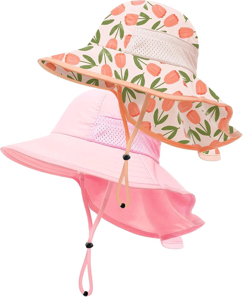 Baby Sun Hat with Neck Flap UPF 50+ Sun Protection Kids Summer Hat Outdoor Toddler Beach Hat 0-6 ... | Amazon (US)
