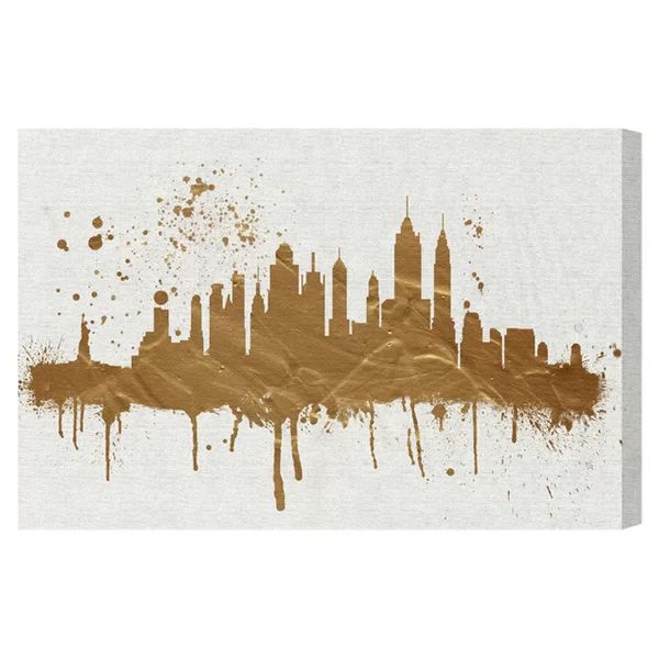 Gold NY Skyline by Oliver Gal - Unframed Graphic Art on Canvas | Wayfair North America