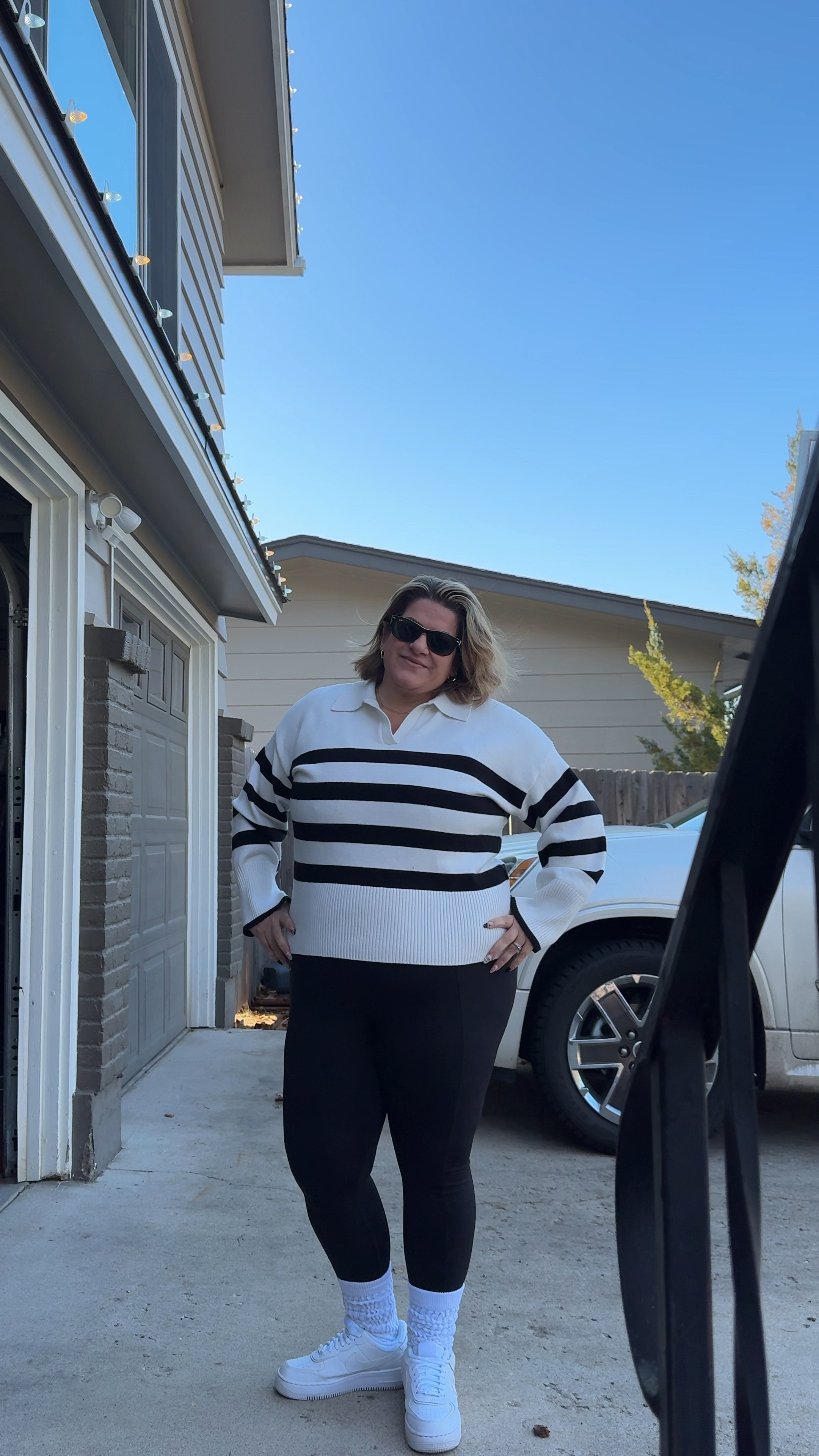 Over 40 Casual Winter OOTD!! Just because someone told you stripes makes you look bigger doesn't mean they do. Find your style, and rock what you love not what other people approve of!

#LTKOver40 #LTKMidsize #LTKGiftGuide