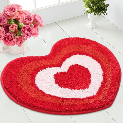 Ceenna Valentine's Day Heart Door Mat Rugs Heart Decor Bathroom Rug Decoration Red Gift Door Mat Rug Front Door Mat Non Slip Bath Mat for Bathroom Kitchen Indoor Outdoor, 27.56 x 19.69 Inches | Amazon (US)