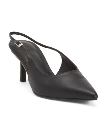 Leather Pointy Toe Slingback Pumps | TJ Maxx