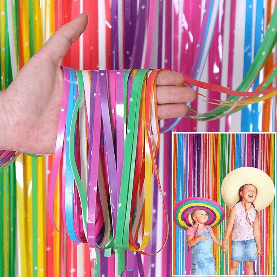 Shimmer Wall Curtain Backdrop (2 Pack, 6.6 x 3.3 ft), Rainbow Streamers Curtain for Birthday Part... | Amazon (US)