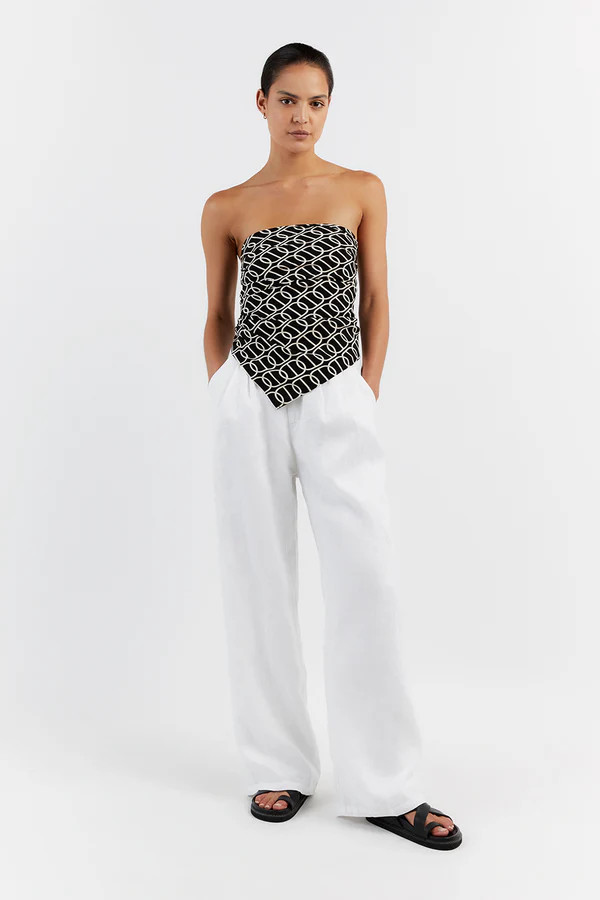 IZZIE CHAIN VISCOSE PRINTED SCARF TOP | DISSH