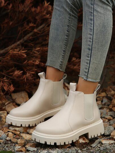 2023 New Arrival Women's Boots Thick Soled Ankle Boots, Spring/autumn Chelsea Booties | SHEIN