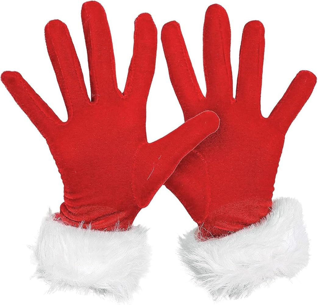 Beisto Red Velvet Costume Gloves, Red Santa Claus Gloves with White Fur Cuff for Women Christmas ... | Amazon (US)