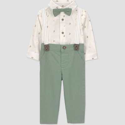 Carter's Just One You® Baby Boys' 2pc Carrots Button-Down Bodysuit and Pants Suspender Set - Ivory 3M | Target
