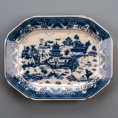 Porcelain Platter Blue and White Willow | Wayfair North America
