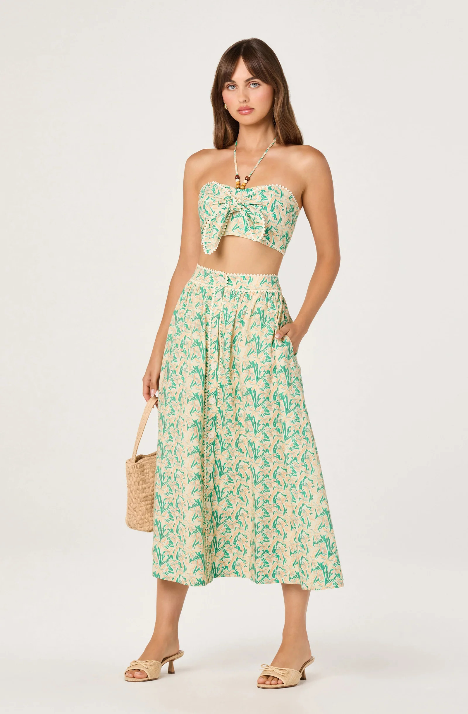 Keesha Button-Front Floral Midi Skirt | ASTR The Label (US)