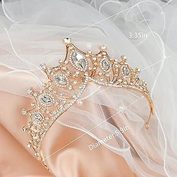 DOYOU Gold Crowns for Women-Princess Crowns and Tiaras for Little Girls-Birthday Queen Crystal Cr... | Amazon (US)
