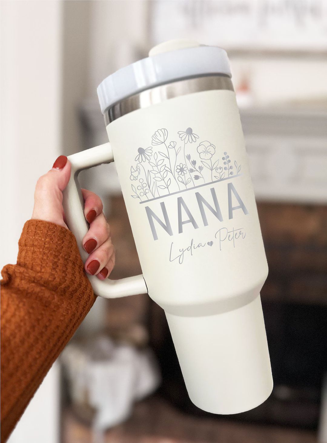 Personalized Grandma Gift Nana Tumbler With Grandkids Name Custom Mama Cup 40 Oz With Kids Name M... | Etsy (US)