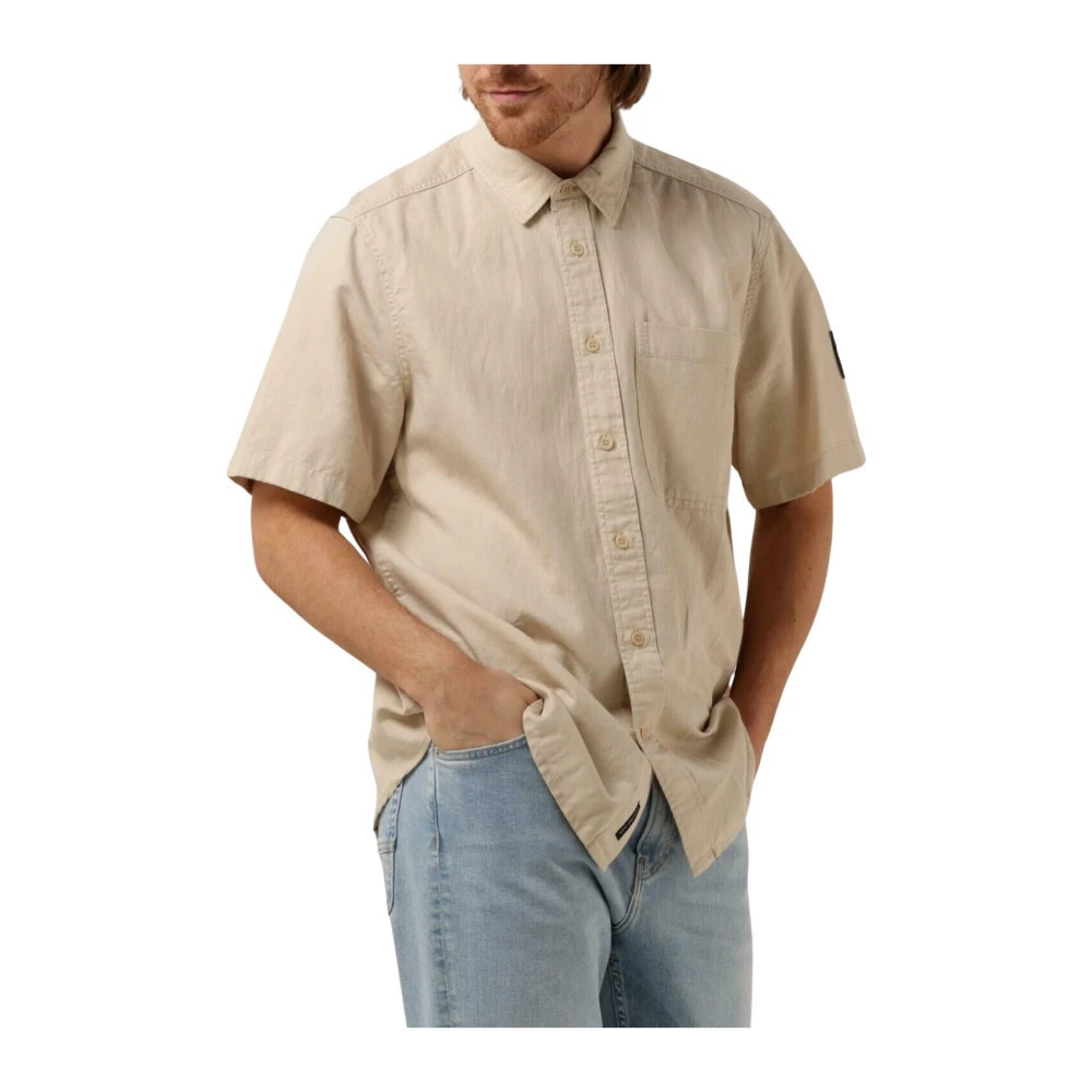 Linnen Shirt met Korte Mouwen - Heren - Korte mouwen Overhemden - Beige - XS - Linnen - Overhemden | Miinto Belgium