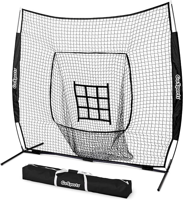 GoSports 7 ft x 7 ft Baseball & Softball Nets - Red, Black, or PRO -Practice Hitting & Pitching N... | Amazon (US)