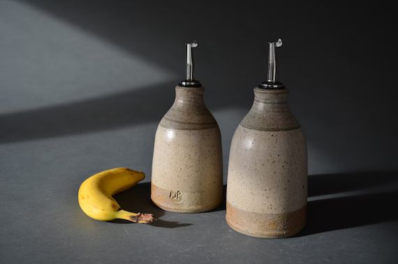 Oil & Vinegar Bottles, Set of 2, Handmade Pottery  #1206 | Etsy (US)