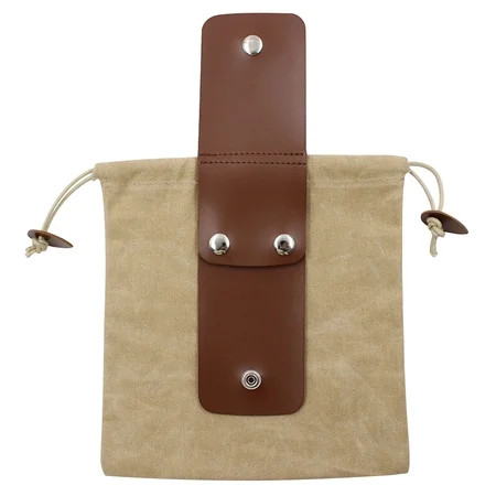 Leather Canvas Foraging Bag Outdoor Waist Hanging Drawstring Pouch (Brown) | Walmart (US)