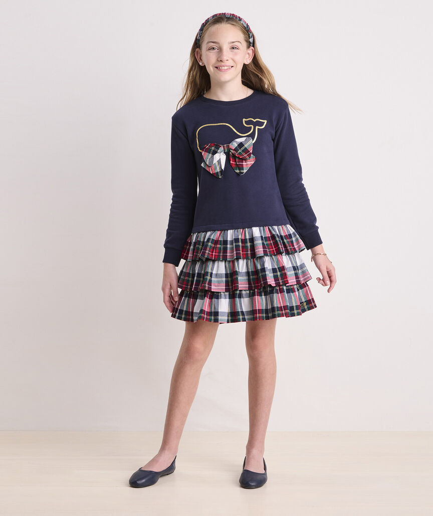 Girls' Tiered Poplin Sweatshirt Dress | vineyard vines