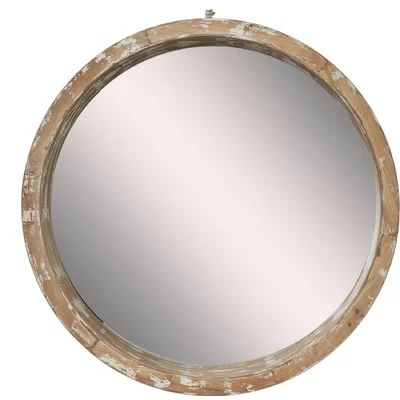 Lisette Round Wood Distressed Accent Mirror Ophelia & Co. | Wayfair North America