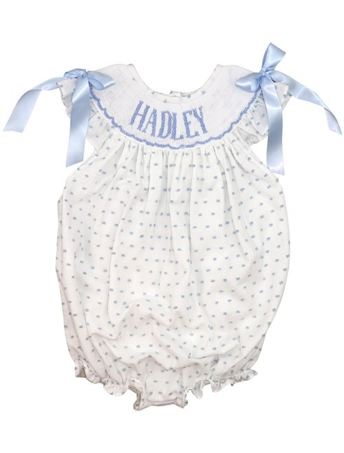 Blue Swiss Dot Custom Ribbon Bubble - Shipping Early May | Cecil and Lou