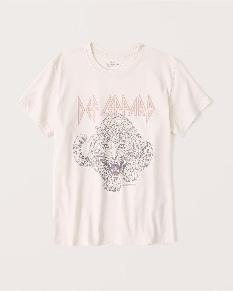 Women's Def Leppard 90s-Inspired Relaxed Band Tee | Women's Tops | Abercrombie.com | Abercrombie & Fitch (US)