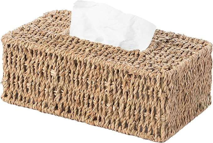 Natural Woven Seagrass Wicker Rectangular Tissue Box Cover Holder | Amazon (CA)
