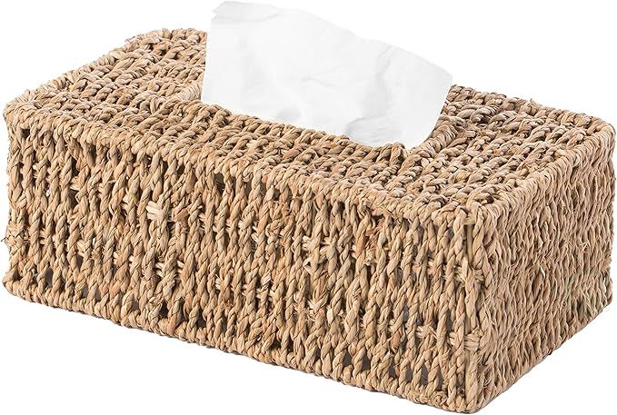 Vintiquewise Natural Woven Seagrass Wicker Tissue Box Cover Holder (Rectangle) | Amazon (US)