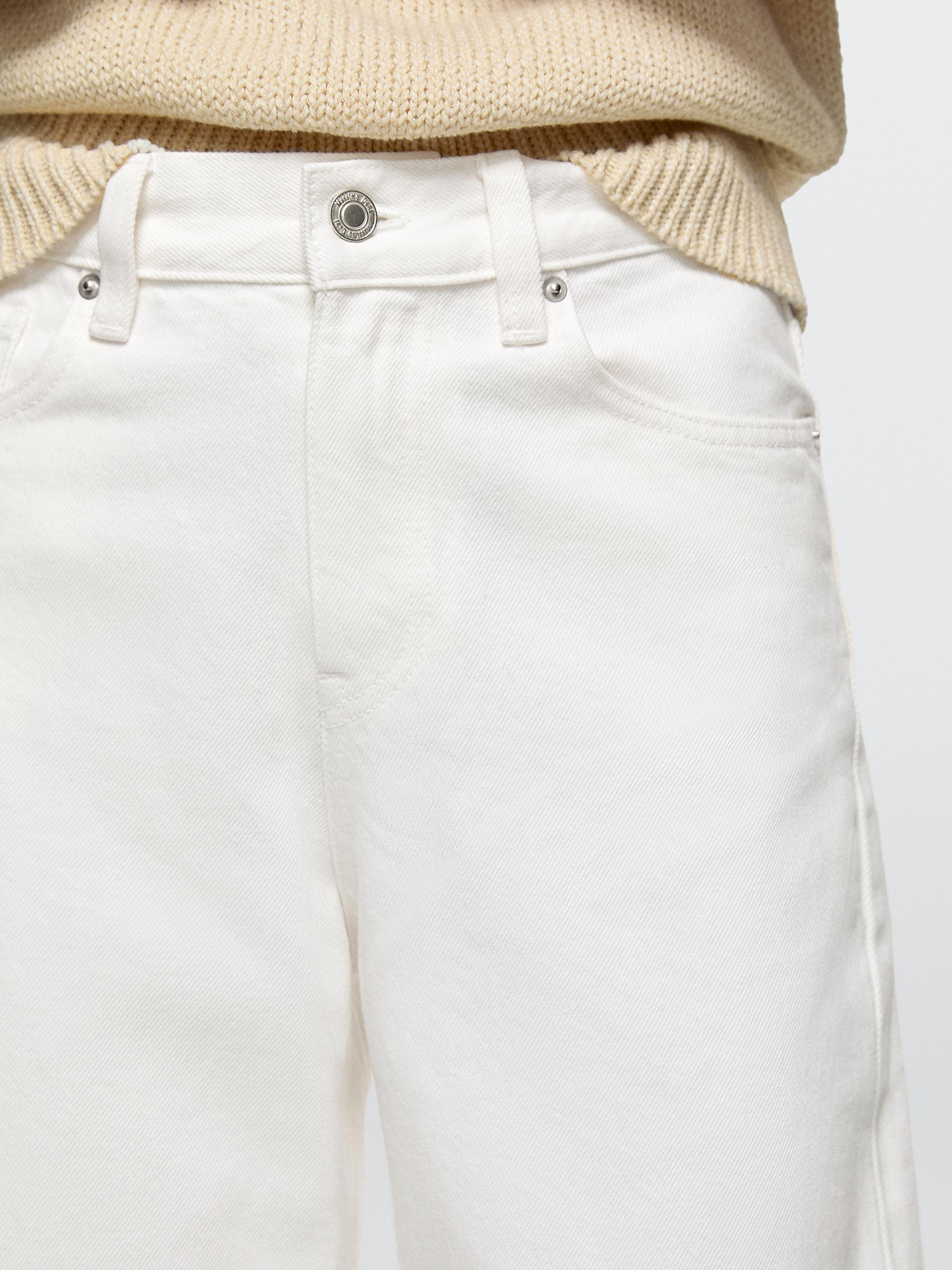 Mid-rise cropped wide-leg jeans | Massimo Dutti US