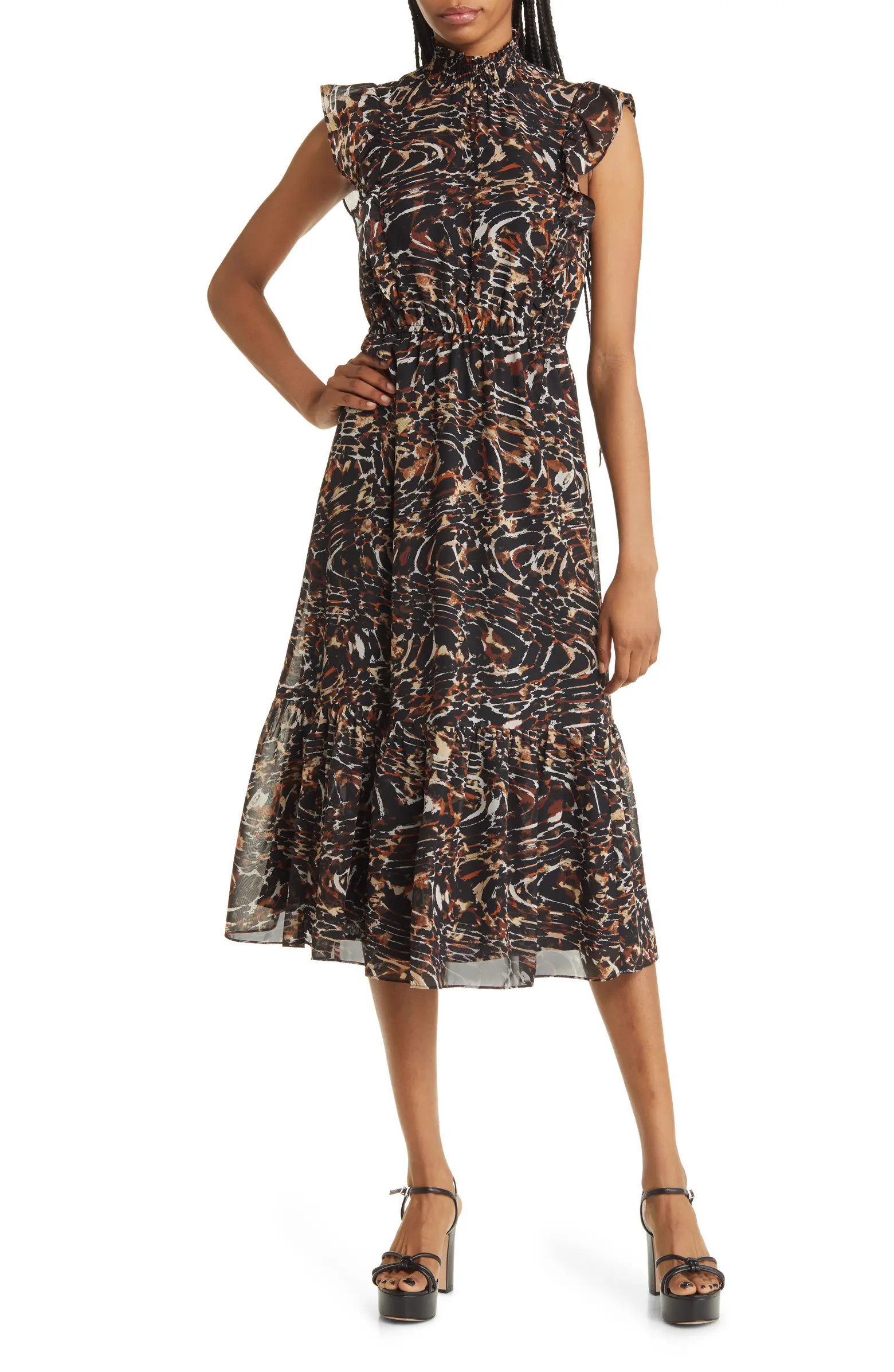 Anna Animal Print Chiffon Midi Dress | Nordstrom