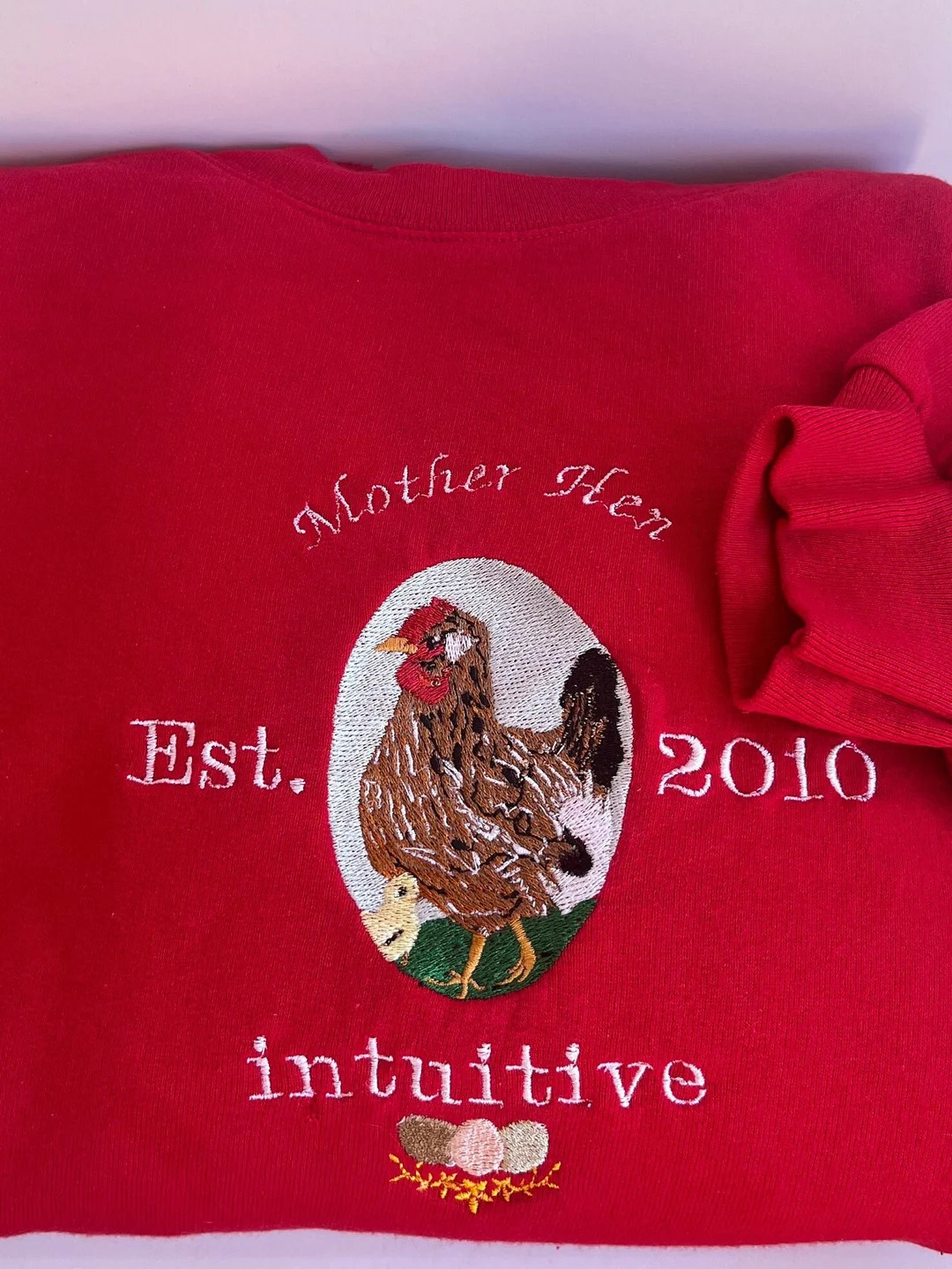 Hen Sweatshirt, Embroidered Farm Animal Pullover, Custom Mom Crewneck - Etsy | Etsy (US)