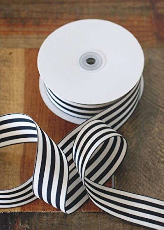 Afloral Striped Ribbon in Black and Cream - 1.5in. Wide x 25 Yards | Amazon (US)