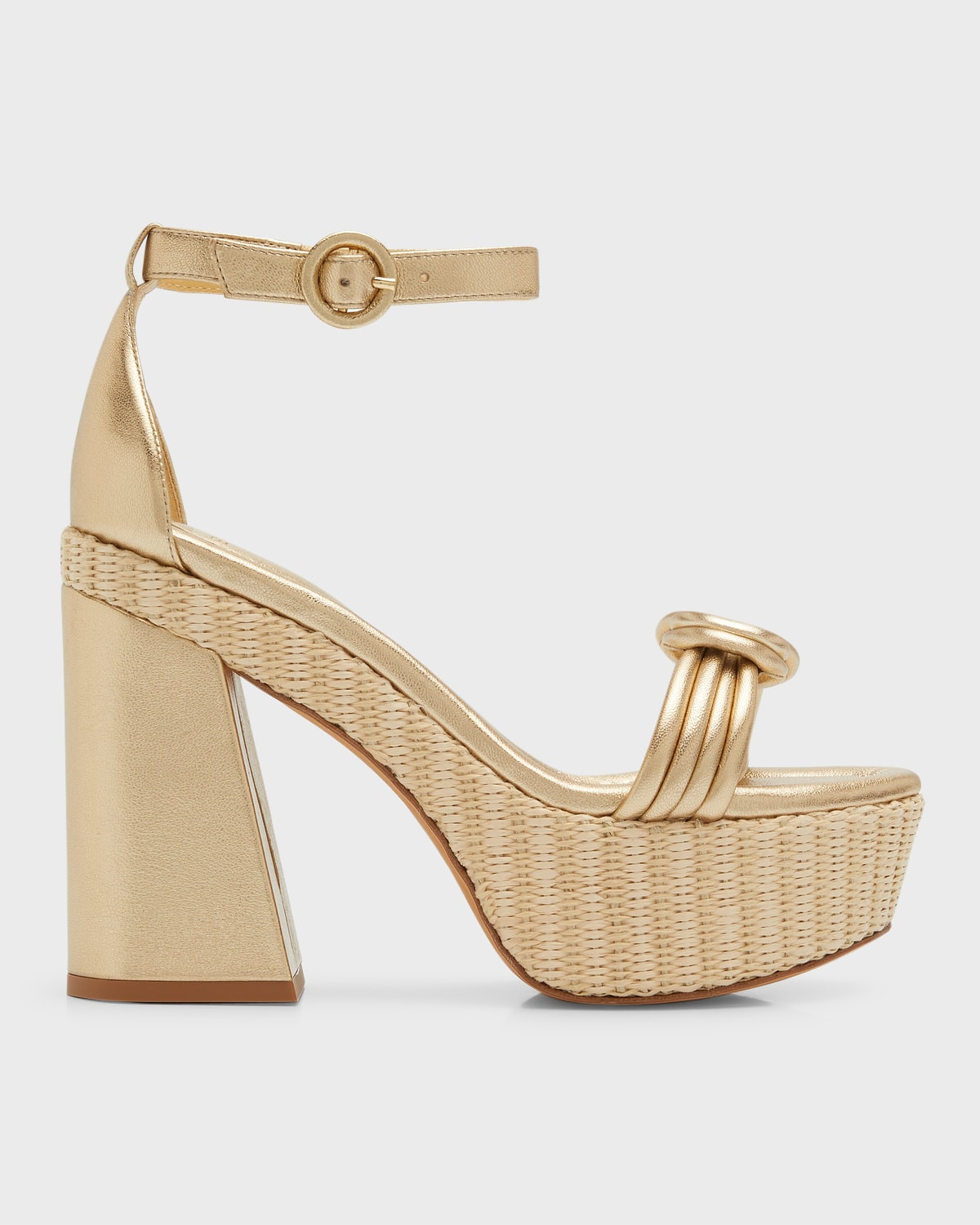Vicky Metallic Knot Platform Sandals | Neiman Marcus