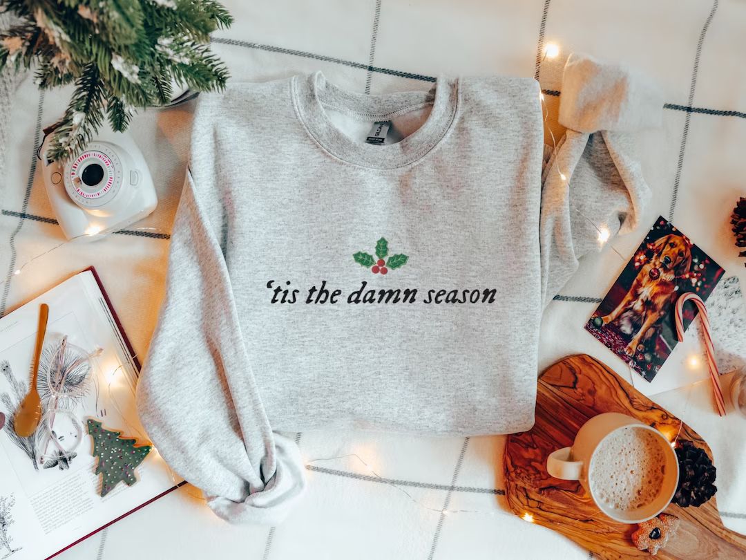 Embroidered Tis the Damn Season Sweatshirt Vintage - Etsy | Etsy (US)