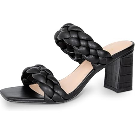 CUSHIONAIRE Irine Chunky Heels for Women, Braided Block Heel Sandals with Square Toe and Memory F... | Amazon (US)