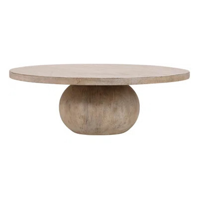 Belize 42" Round Reclaimed Pine Modern Coffee Table with Ball Pedestal Base | Perigold